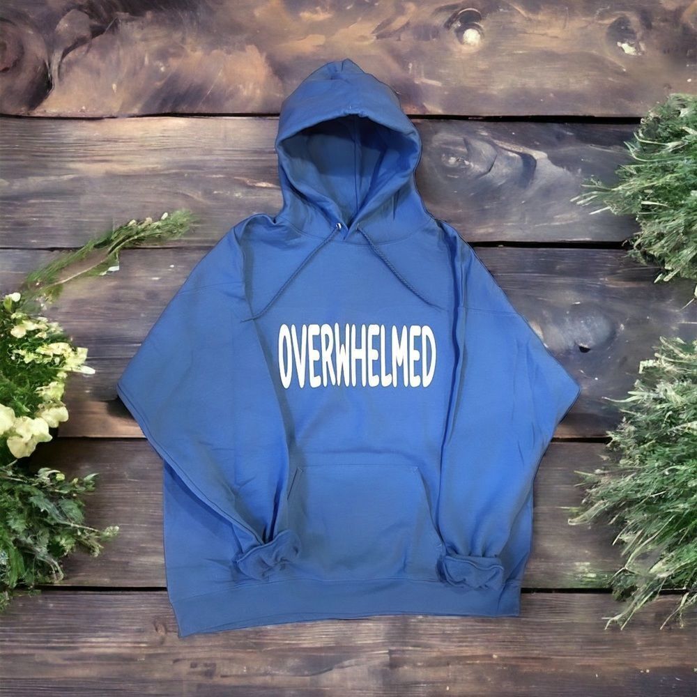 NWT OVERWHELMED 3D Puff UV Color Changing Letter Unisex Hoodie